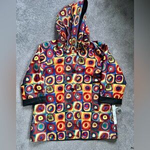 Oopera Reversible Raincoat Size 2X Black Multicolor Circle Pattern Hooded